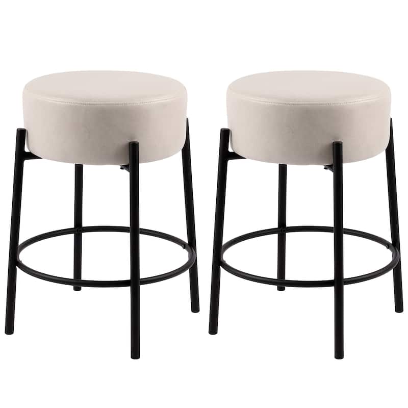 Comfortable Elegant and Modern PU Leather Counter Stools - N/A
