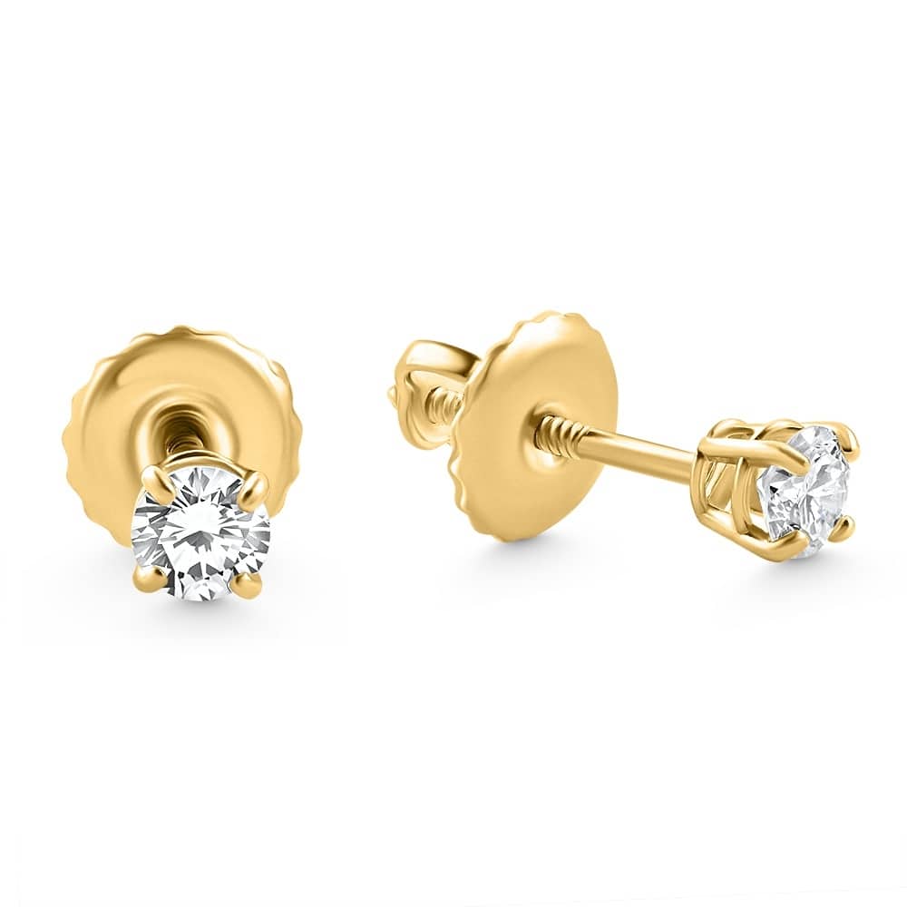 Bliss Diamond 1/4 Ct Diamond Screw Back Studs Yellow Gold Lab Grown Eco Friendly