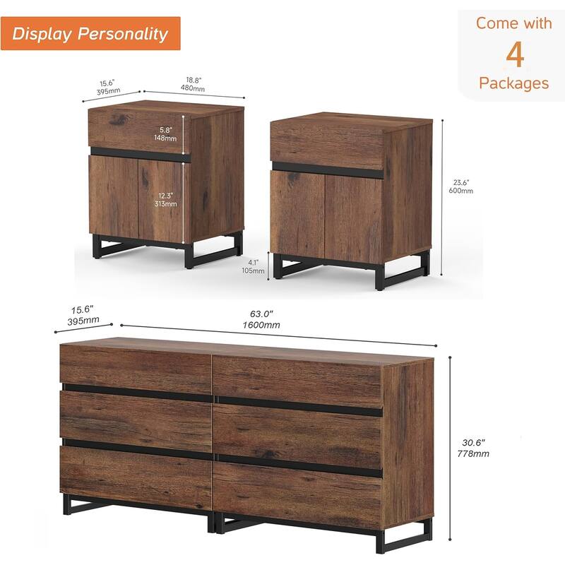 WAMPAT Dresser and Nightstand Set of 3