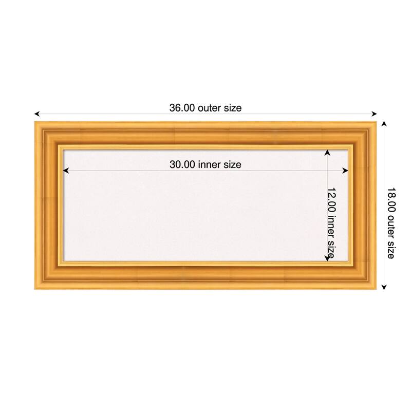 Sierra Gold Wood Framed Cork Board - Bulletin Board, Organization Board, Pin Board - White - 36 x 18 in
