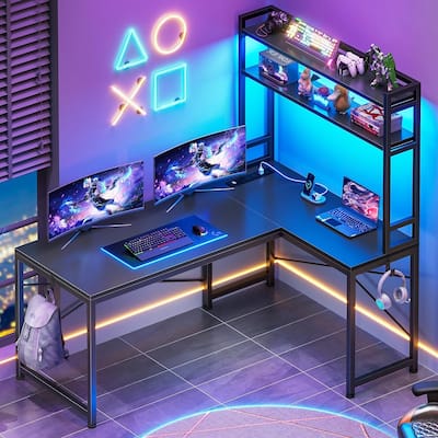 L Shaped Gaming Desk Reversible 45.3 in Small Corner Desk
