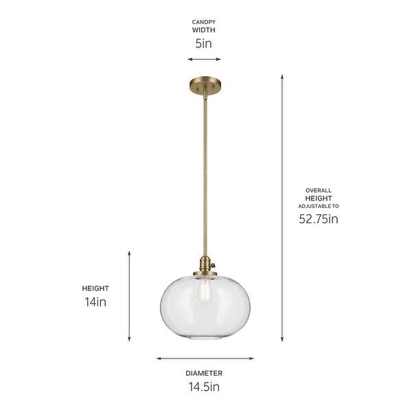 dimension image slide 8 of 16, Kichler Lighting Avery 1-Light Pendant Light with Seeded Glass