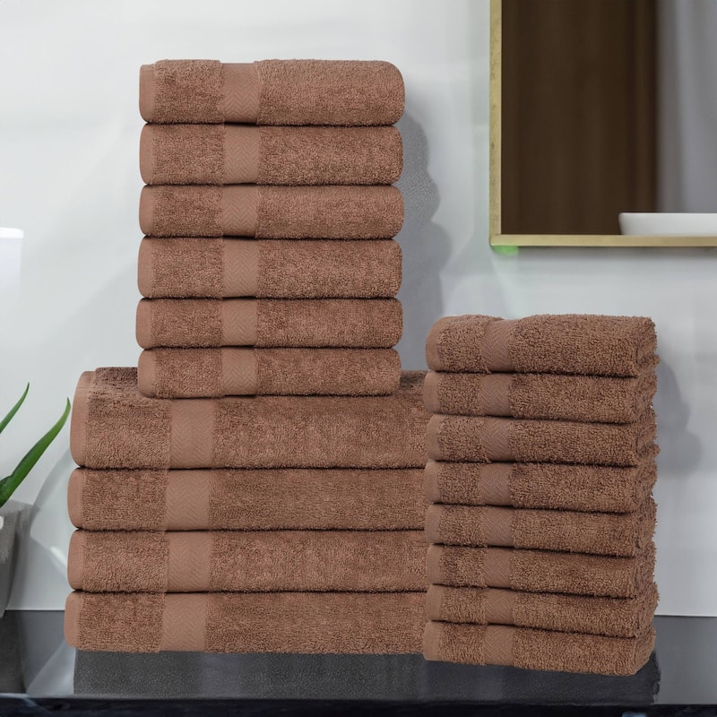 Superior Franklin Cotton Lightweight 18-Piece Assorted Towel Set - Latte