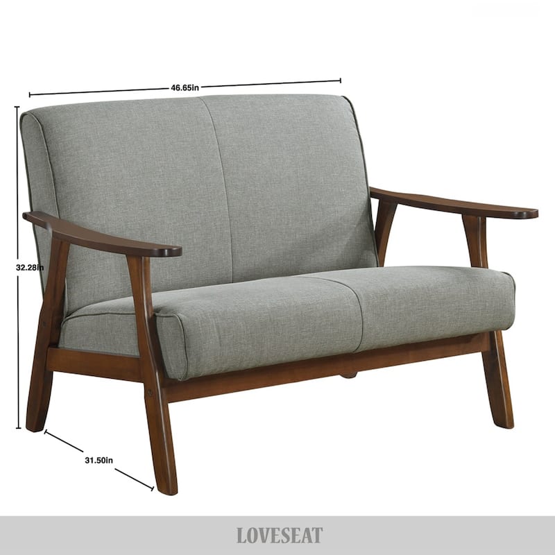 CraftPorch Wenge Wood Mid-Century Modern Linen Loveseat