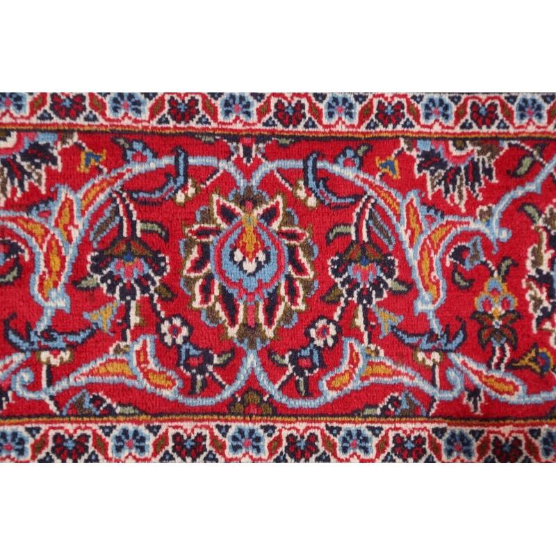 Hand Knotted Oriental 100% Wool Carpet Traditional Floral Navy Blue & Blues Mashad Area Rug - 12' 7'' X 9' 7''