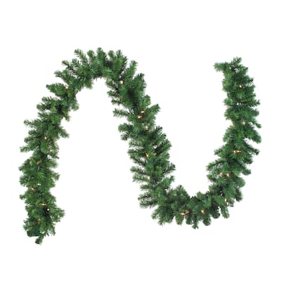 9' x 10" Pre-Lit Oak Creek Pine Artificial Christmas Garland - Clear Lights