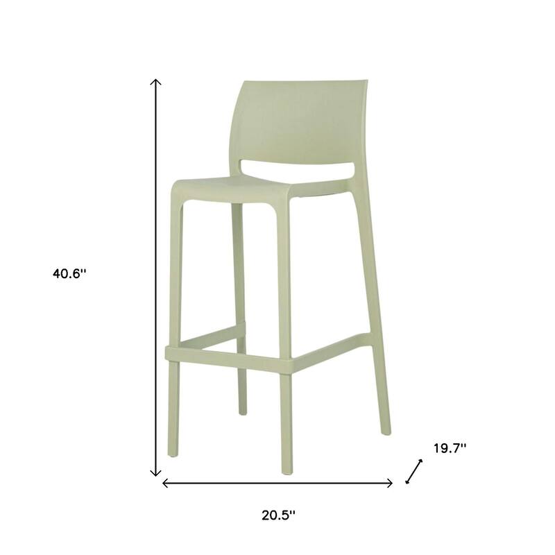 HomeRoots Set of Two 30" Green Heavy Duty Plastic Low Back Outdoor Bar Height Chairs