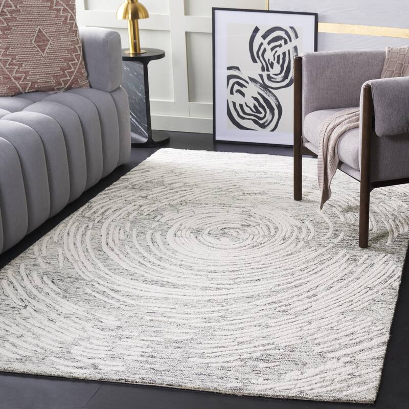 SAFAVIEH Handmade Abstract Neringa Contemporary Wool Rug - 8' x 10' - Grey/Ivory