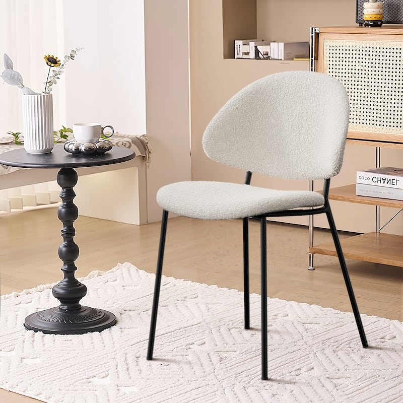 Set of 4 Upholstered PU Leather Dining Chairs Mid-Century Modern Dining Chairs with Curved Backrest for Dining Room Kitchen