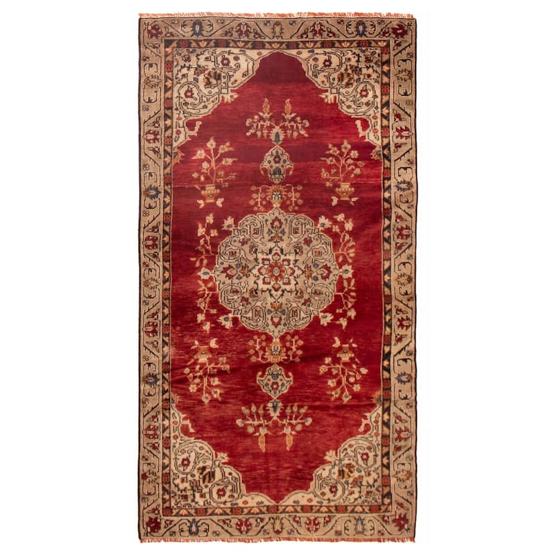 ECARPETGALLERY Hand-knotted Melis Vintage Red Wool Rug - 4'8 x 9'1 - Red - 4'8 x 9'1