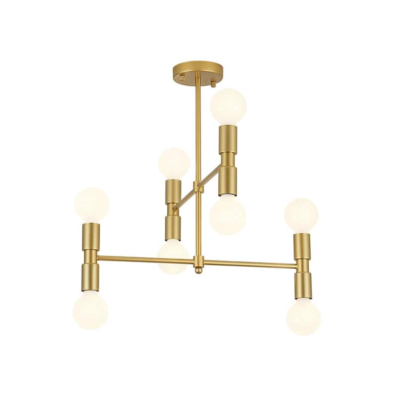 Mid-century 8-Light Dimmable Shade-free Linear Tiered Chandelier - 21.1 in