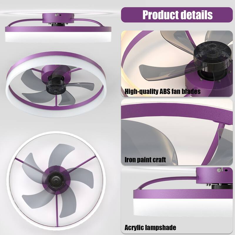 Cusp Barn 20" Dimmable LED Ceiling Fan,Reversible Modern Smart Fan Light,6 Speeds,Quiet DC Motor with APP Control for Indoor