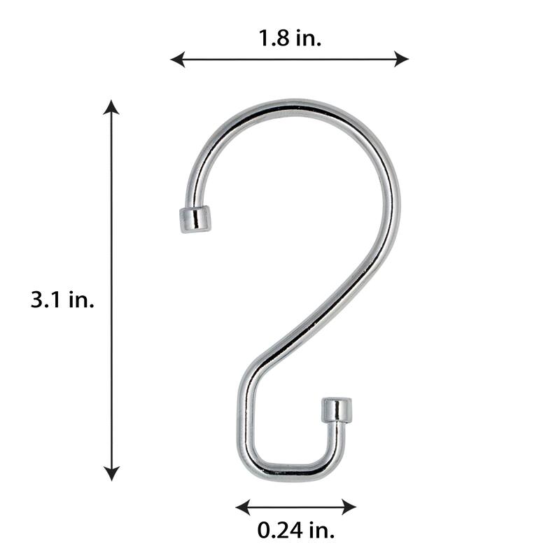 Bath Bliss 12 Pack S-Hook Shower Curtain Rings
