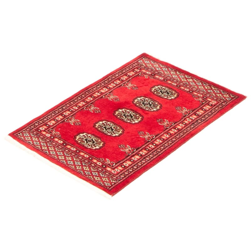 ECARPETGALLERY Hand-knotted Finest Peshawar Bokhara Red Wool Rug - 2'0 x 2'11