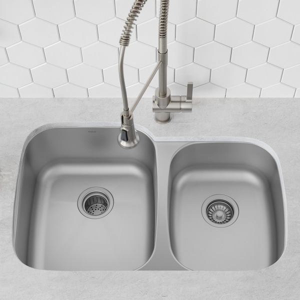 KRAUS Premier Stainless Steel 35 inch 2-Bowl Undermount Kitchen Sink. Opens flyout.