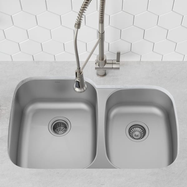 KRAUS Premier Stainless Steel 35 inch 2-Bowl Undermount Kitchen Sink