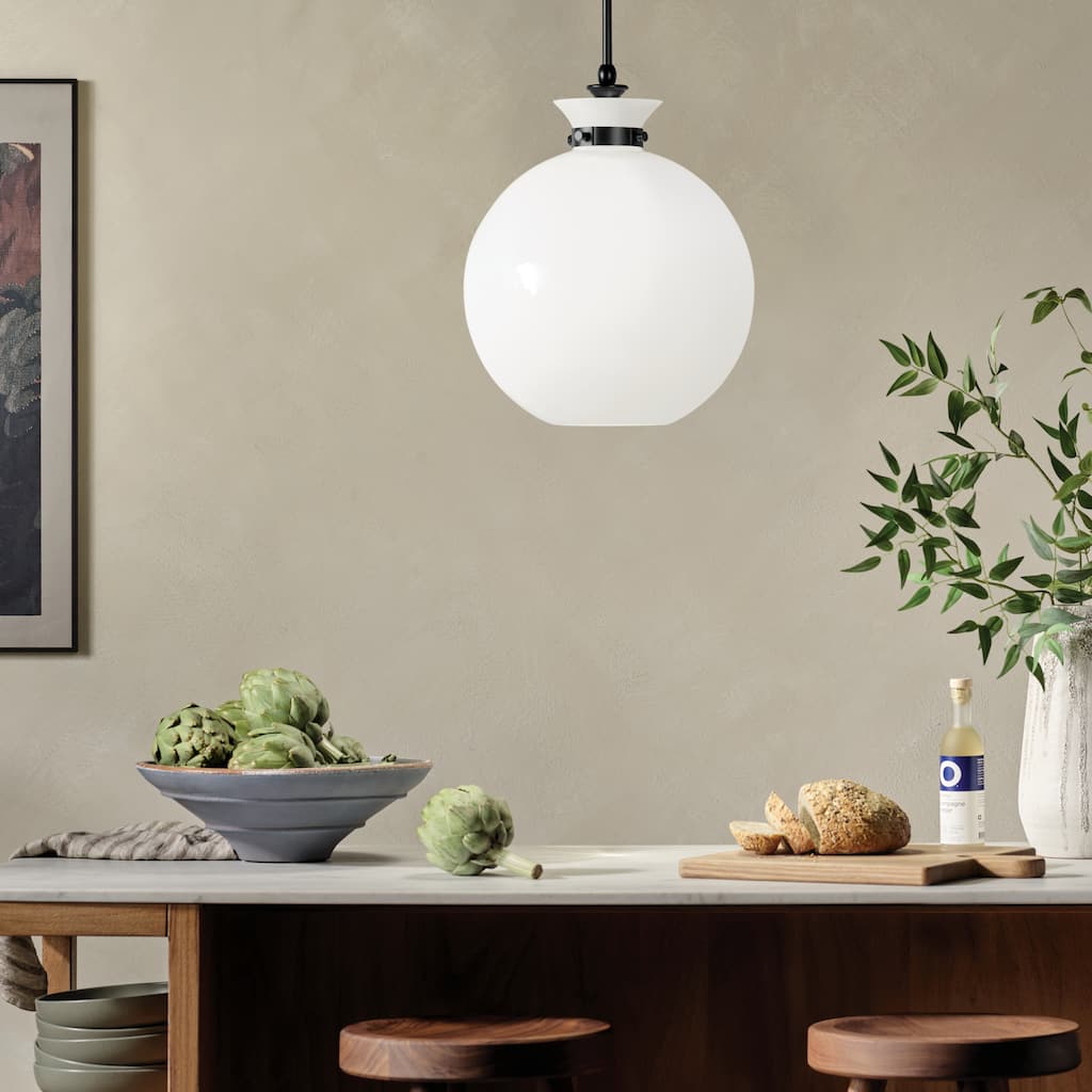 Kichler Lighting Laria 15 Inch 1 Light Pendant with Opal Glass in Black