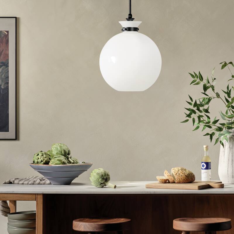 Kichler Lighting Laria 15 Inch 1 Light Pendant with Opal Glass in Black