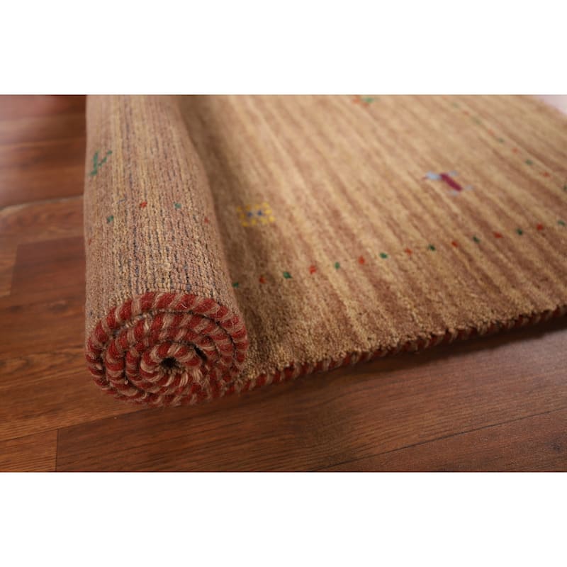 Striped Gabbeh Indian Accent Rug Handmade Wool Carpet - 3'2" x 4'10"