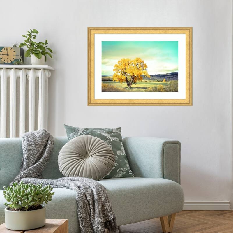First Tree To Turn by Annie Bailey Art Wood Framed Wall Art Print - Owen Gold