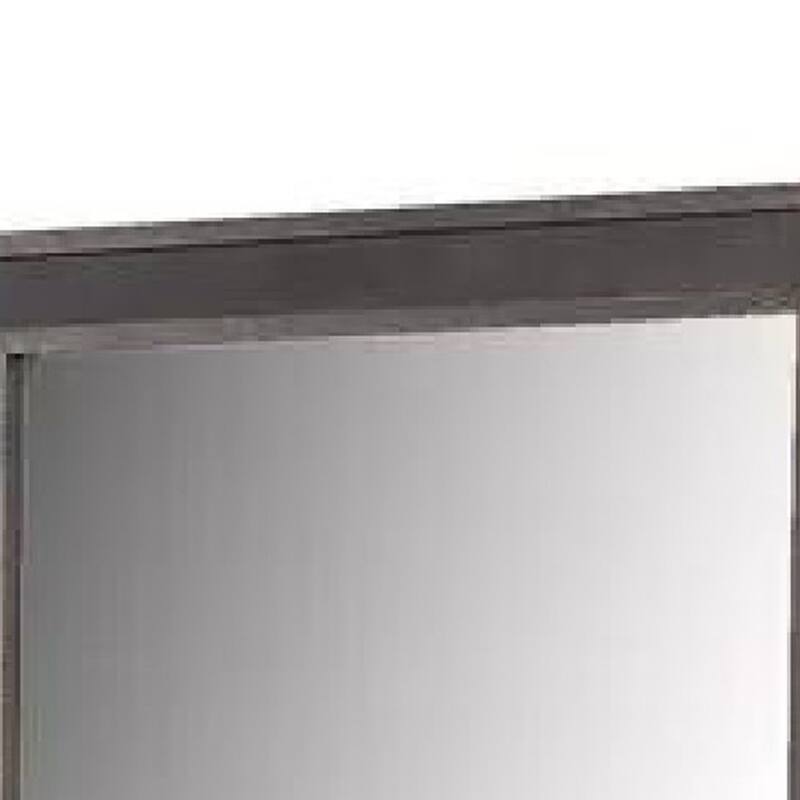 Dresser Mirror, Rustic Brown and Charcoal Gray Wood Frame, 36 Inch - Brown, Charcoal Gray