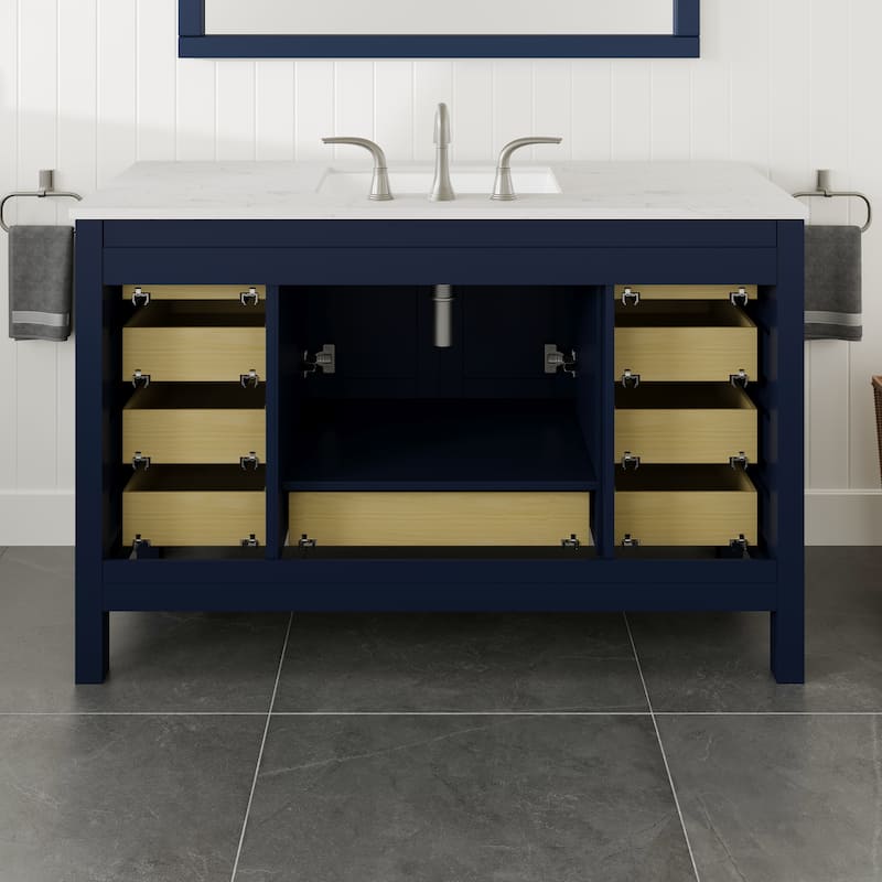 Eviva Aberdeen 54"W Bath Vanity with Carrara Quartz Top