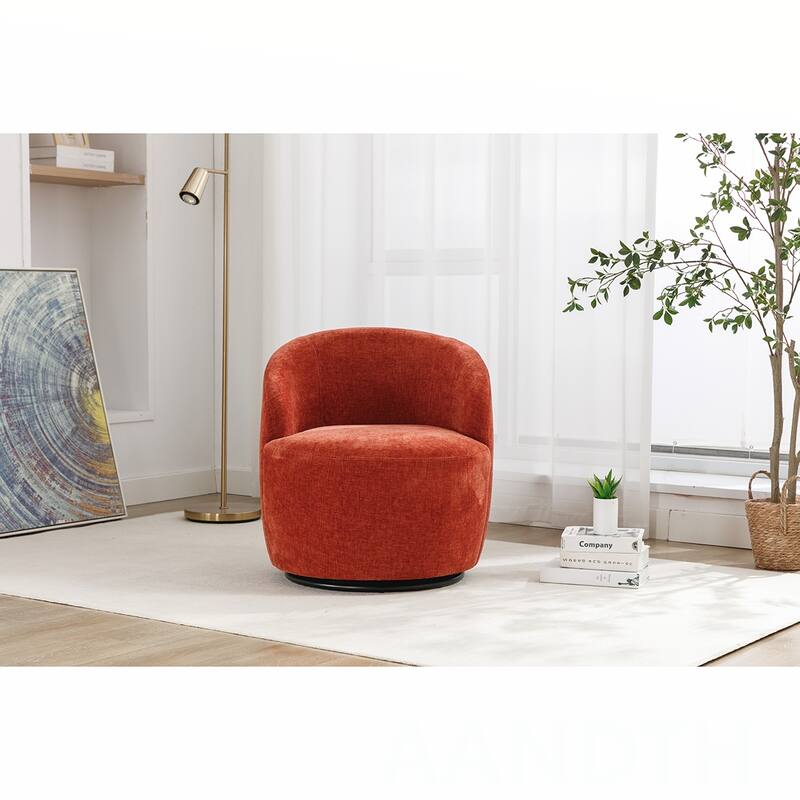 Chenille Swivel Barrel Chair