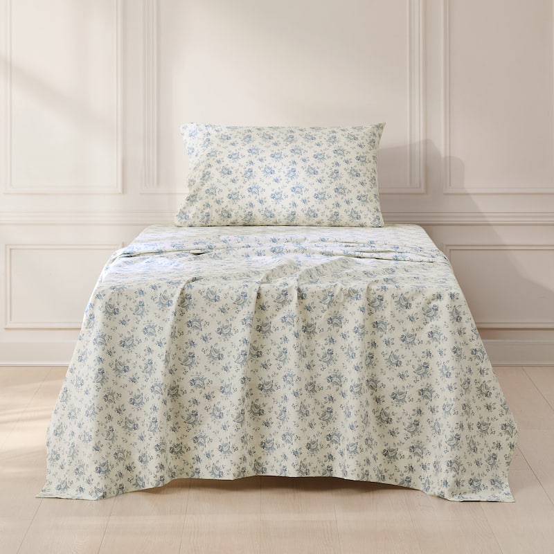 Lush Decor Rose Garden Blue Cotton Sheet Set - Twin