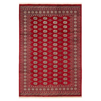 ECARPETGALLERY Hand-knotted Peshawar Bokhara Red Wool Rug - 6'8 x 10'1