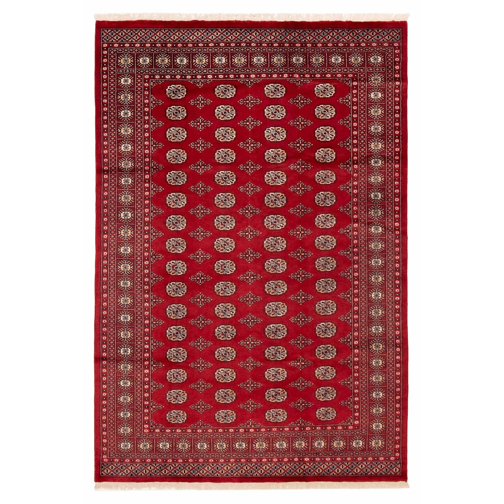 ECARPETGALLERY Hand-knotted Peshawar Bokhara Red Wool Rug - 6'8 x 10'1