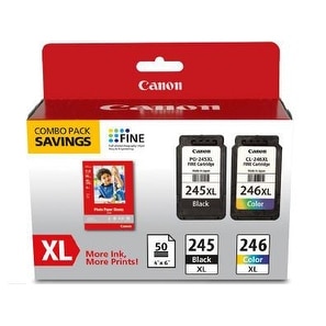 "Canon PG-245 XL/CL-246XL 2-pack Ink Cartridge Canon PG-245XL/CL-246XL Ink Cartridge/Paper Kit - Black, Color - Inkjet"