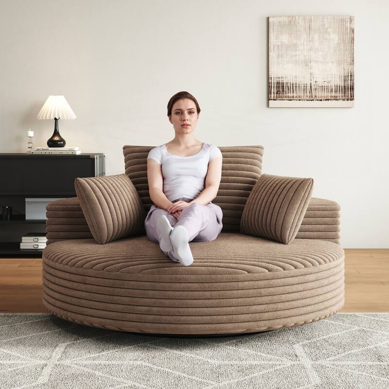 Corduroy Chenille Foam Single Swivel Chair