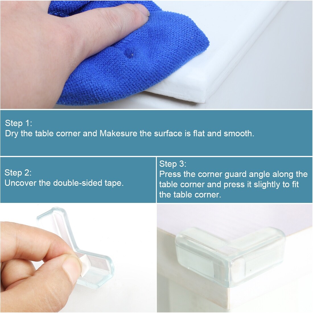 4PCS SOFT SILICONE Table Protector Corner Edge Cushions Protection