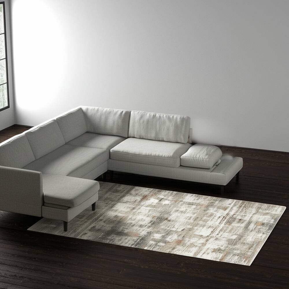HomeRoots Abstract Industrial Rectangle Area Rug