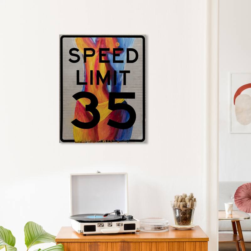 Wynwood Studio JJ Hammond - Speed Limit 35 Modern & Contemporary Wall Art Canvas Print - 20 x 24
