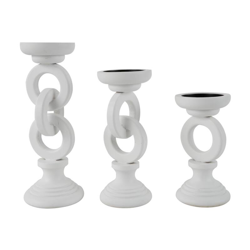 White or Black Wooden Chain Link Candle Holder (Set of 3)