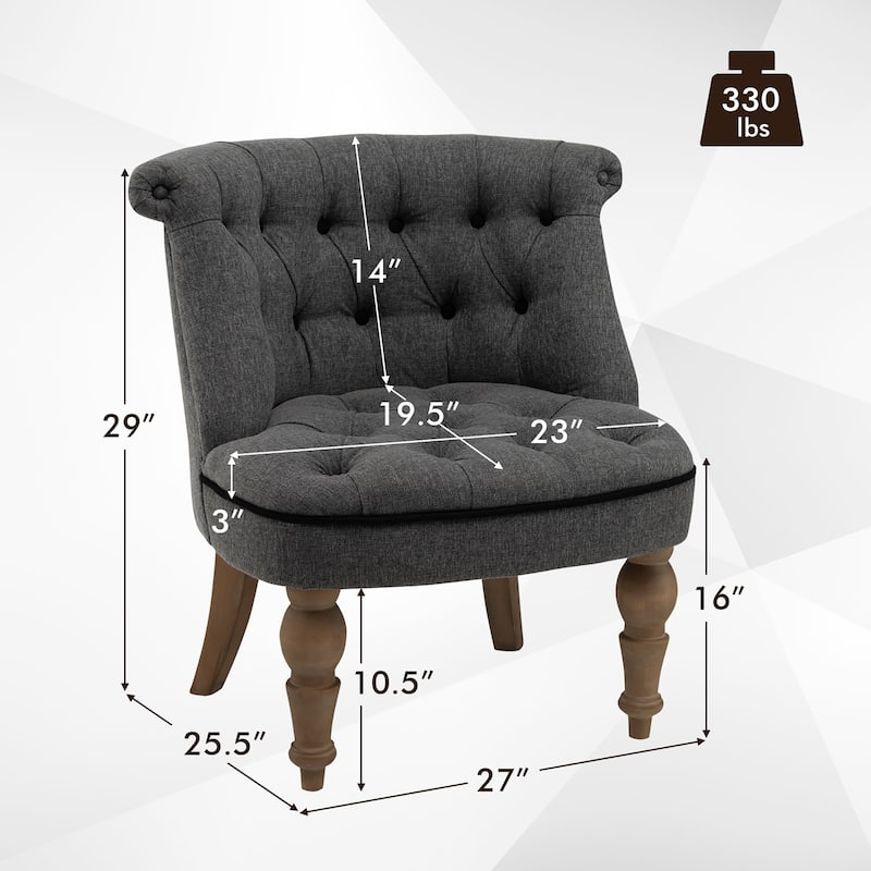 Costway Set of 2 Upholstered Slipper Chairs Armless Accent Chairs w/ - See Details