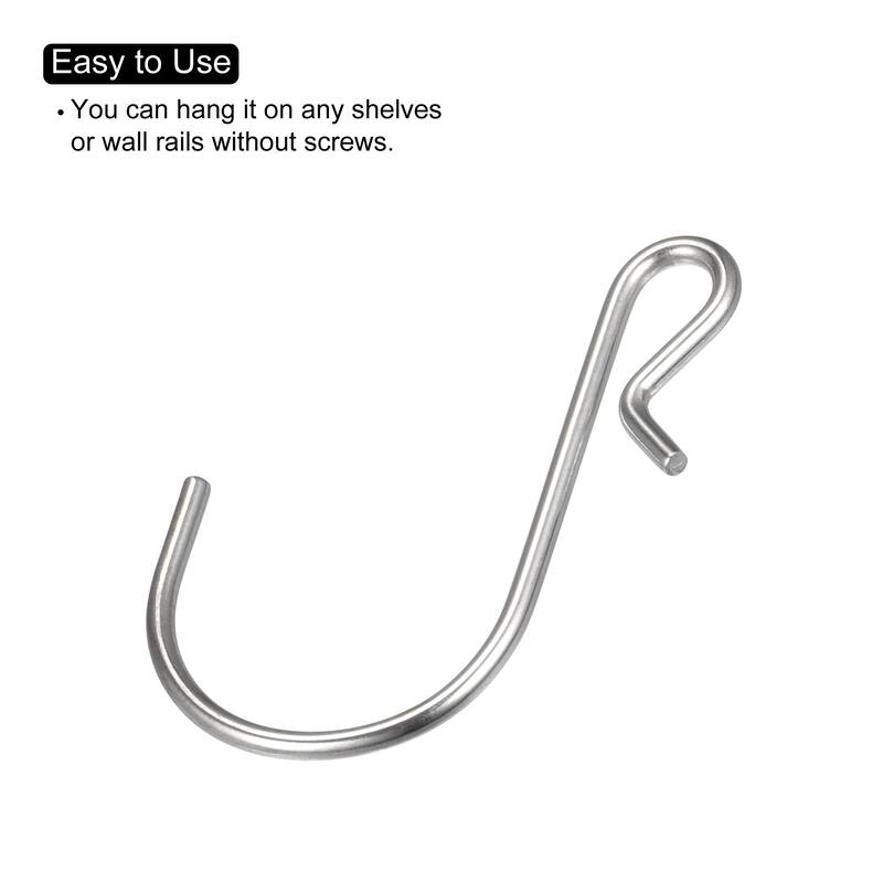 20pcs S Hanging Hooks 1.9 x 1.1 Inch S Shaped Hanger Silver