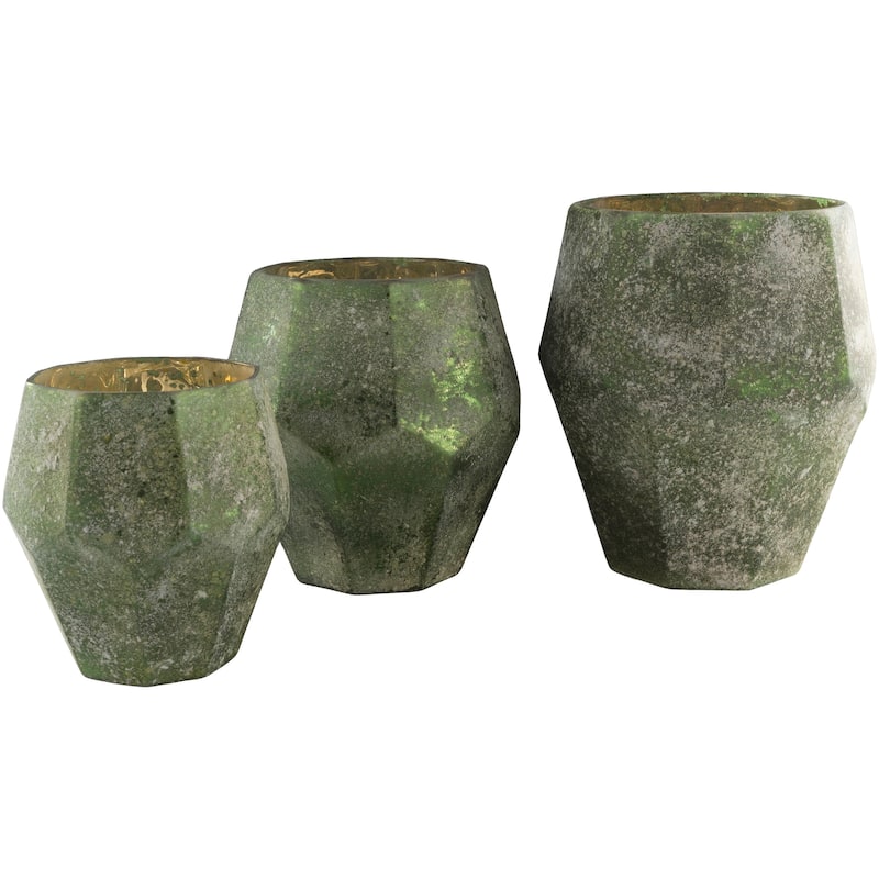 Eburwin Glass Traditional Hurricane Set (3-piece) - 12" x 11" x 11", 11" x 10" x 10", 8" x 8" x 8"