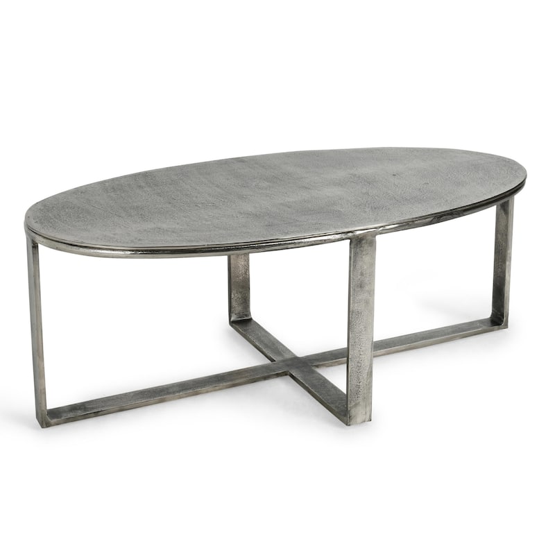 Classic Home Flores 48" Oval Metal Coffee Table