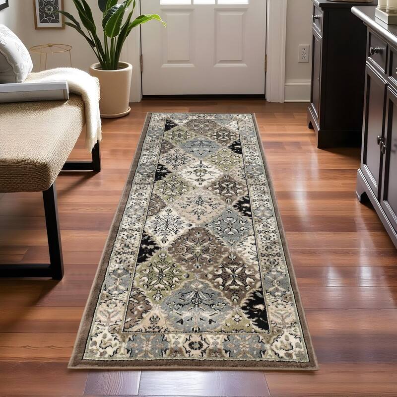 Superior Contemporary Damask Floral Indoor Area Rug or Runner Rug - 2' 7" x 8'