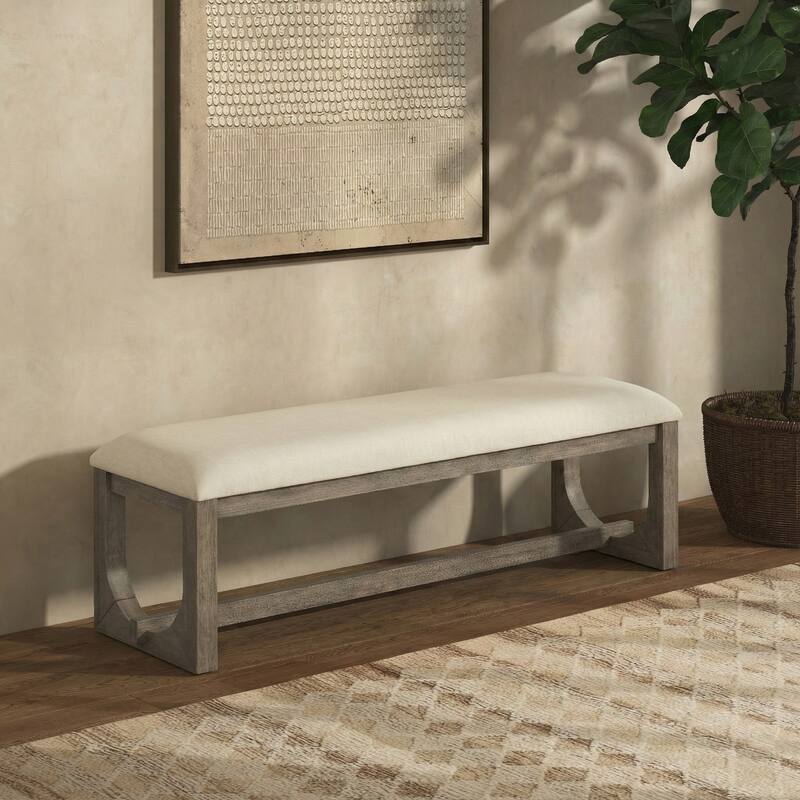 SAFAVIEH Couture Doriella Wood Bench - 51"W x 16"D x 18"H - Walnut/Beige