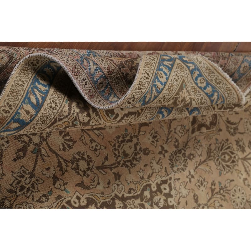 Traditional Mashad Persian Vintage Rug Handmade Wool Carpet - 9'10"x 12'11"