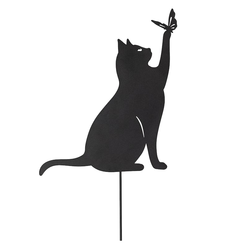 Glitzhome 2-in-1 Halloween Black Metal Rabbit Silhouette Yard Stakes Wall Decor (Set of 3)