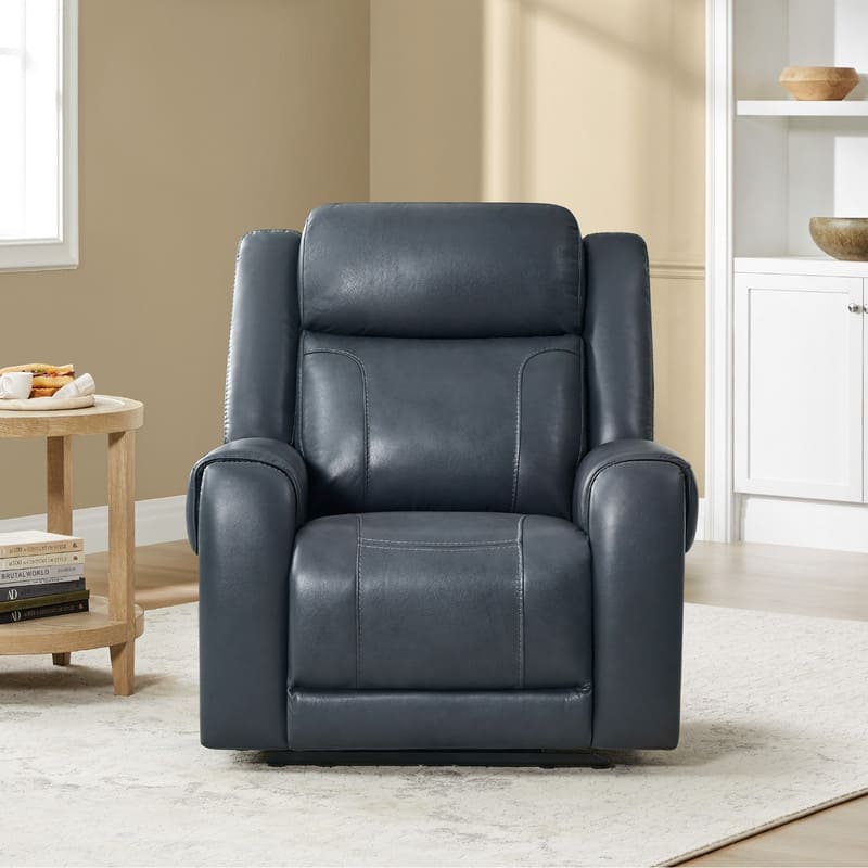 Spruce & Spring Leo Dual Motor Genuine Leather Power Recliner With Power Headrest