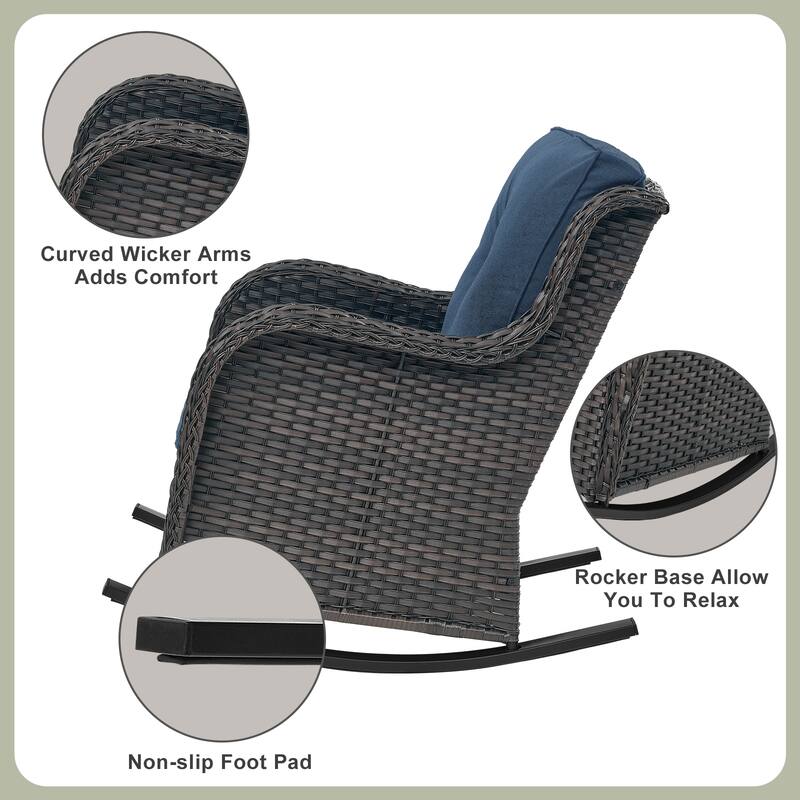 Patio Rocking Chair with Comfortable Cushions