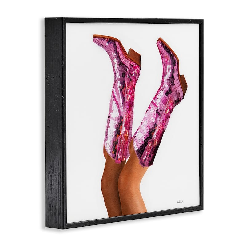 Stupell Pink Glam Cowgirl Boots Framed Giclee Art Design By Amanda Greenwood