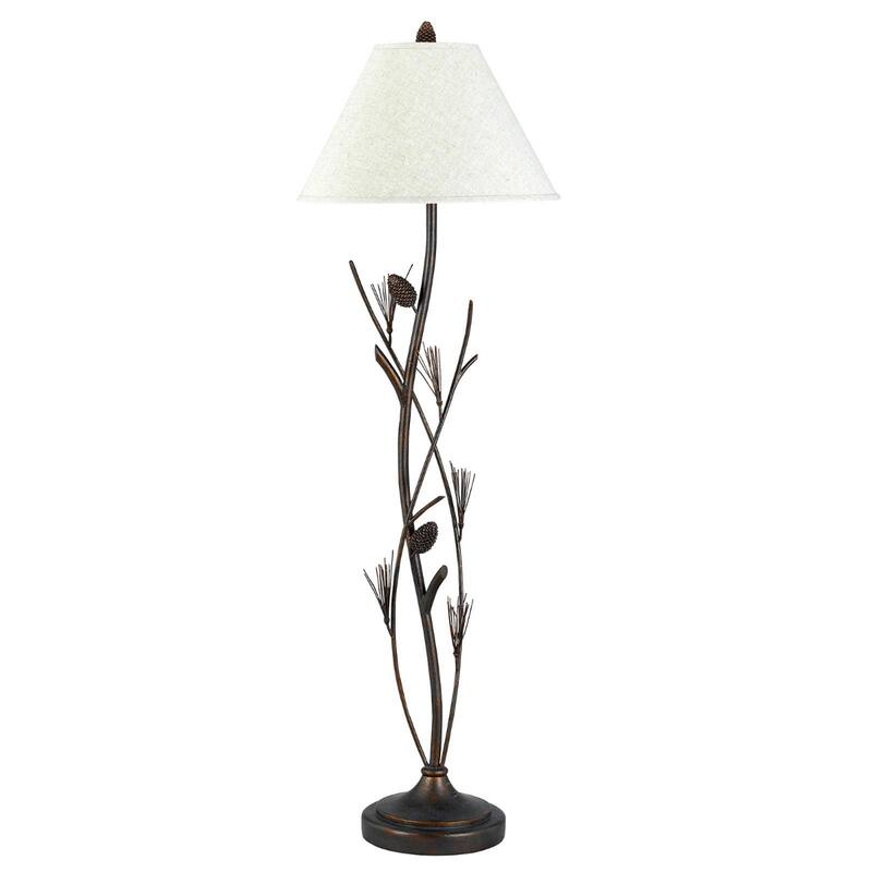 60" Rust Metal Floor Lamp With Brown Fabric Empire Shade - 18" x 18" x 60"