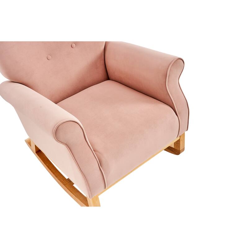 Velvet Nursery Rocking Chair with High Back
