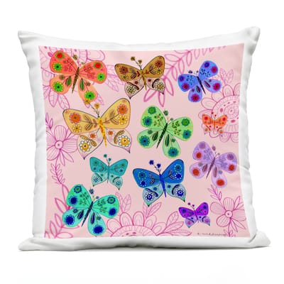 Stupell Bright Patterned Butterflies Printed Outdoor Throw Pillow Design by Kay Widdowson